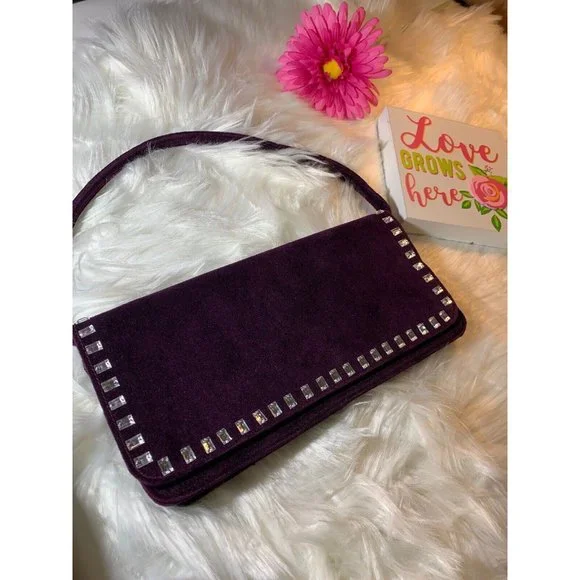 Victoria Secret Women’s Shoulder Velvet Bag Purple - Picture 1 of 6